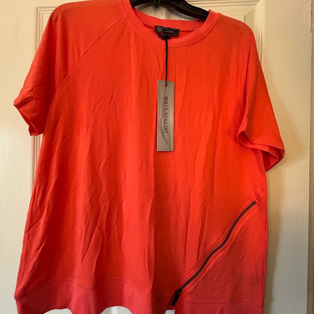 NWT Diane Gilman Top short sleeve orange size L - Picture 11 of 11